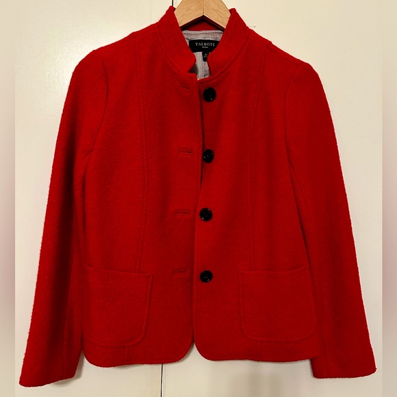 Women’s Talbots petite 2 red wool blend jacket blazer Vintage - Picture 1 of 2